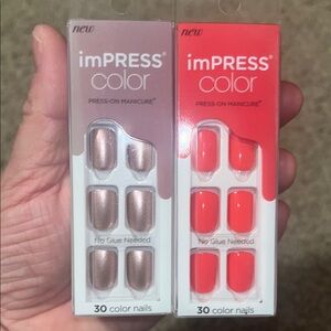 imPRESS Color Press-On Manicure - Metallic Pink and Coral